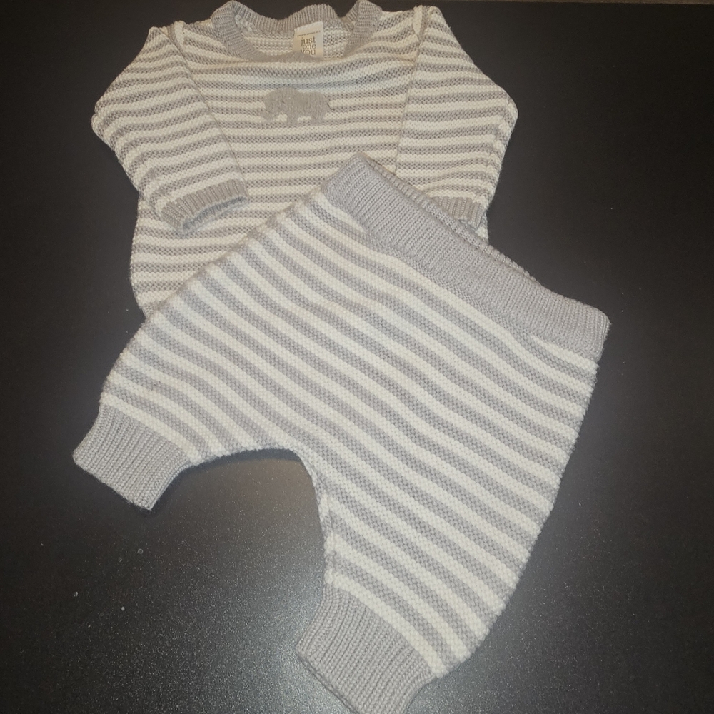 Carter's Gray and Cream Striped Baby Set